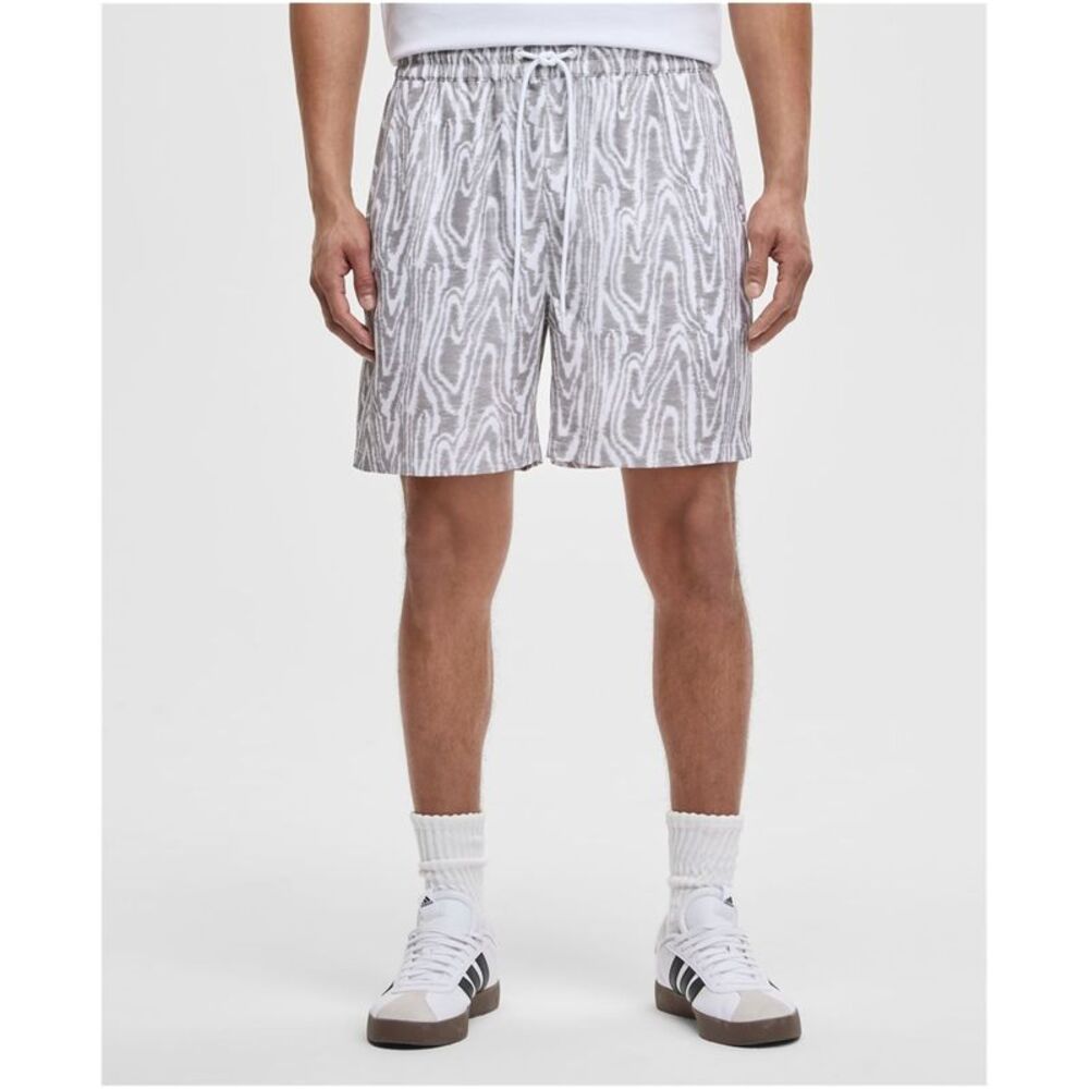 Mode Of One Mens Woodgrain Printed Shiny Twill Casual Bermuda Shorts, NWT